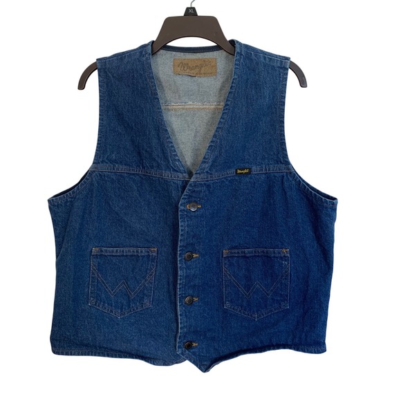 Wrangler Denim Vest Womens L/XL Blue V Neck Button Front Pockets Western Vintage - Picture 2 of 12